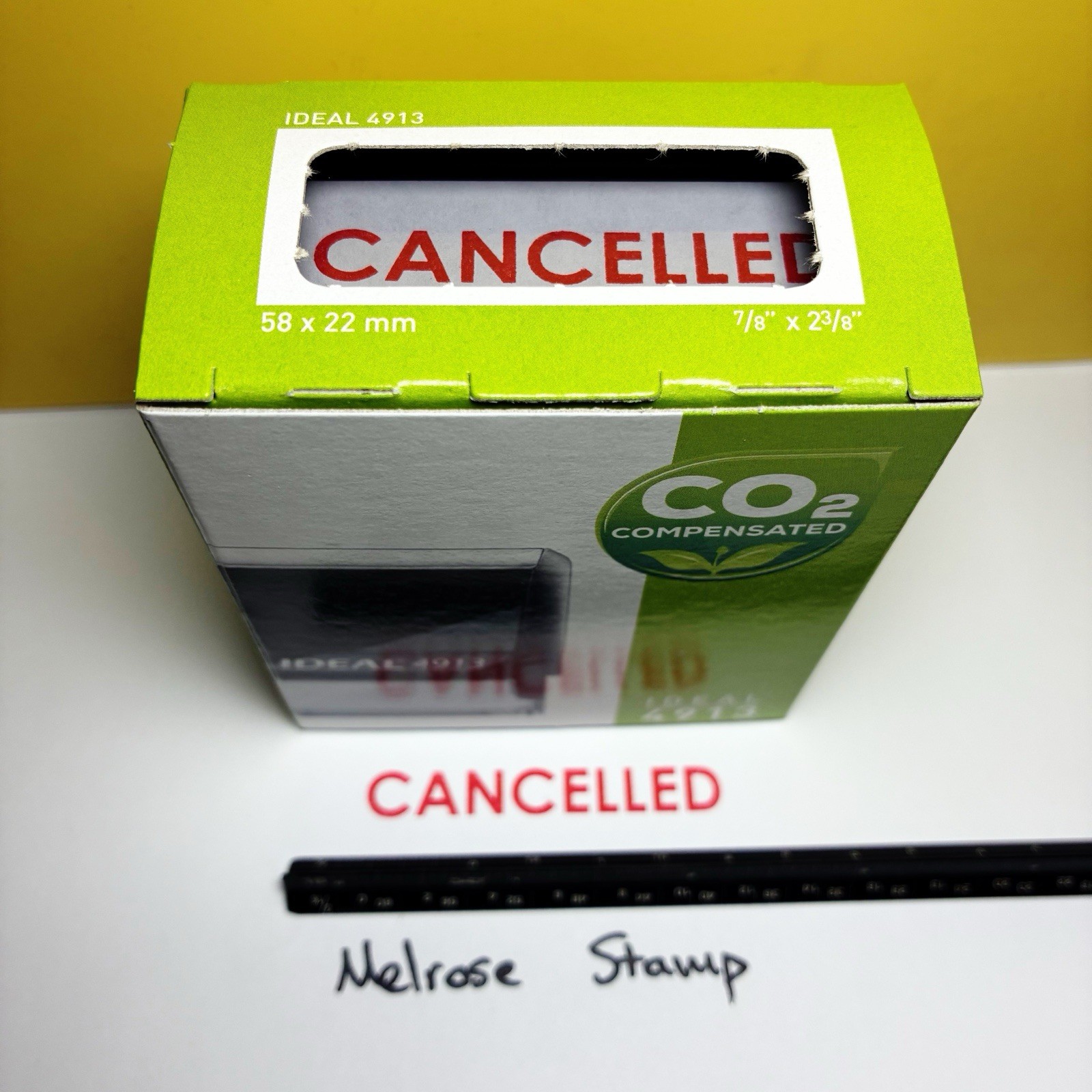 Cancelled Rubber Stamp Red Ink Self Inking Ideal 4913