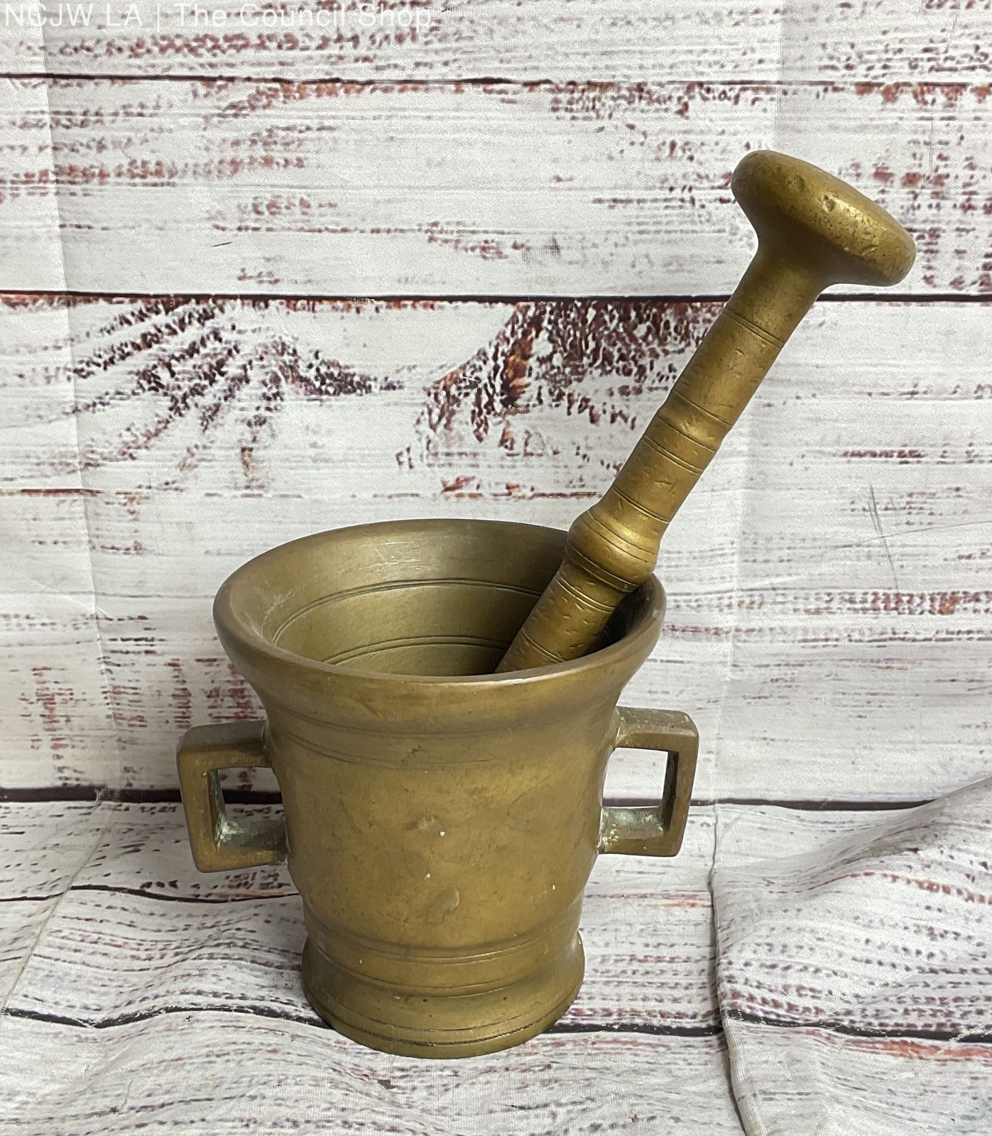 Vintage MCM Apothecary Mortar Pestle Grinding Tool Brass