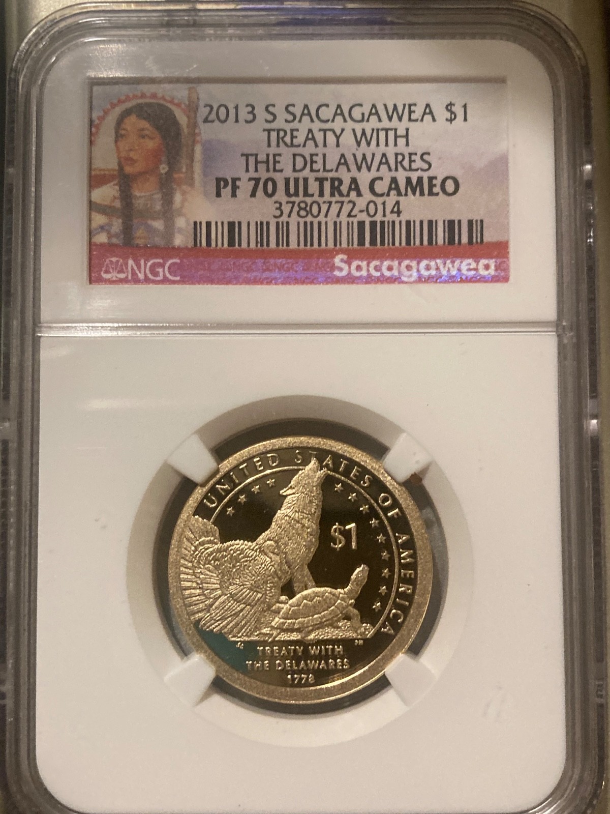2013-S Sacagawea Proof Coin NGC PF70 Ultra Cameo Sacagawea Label