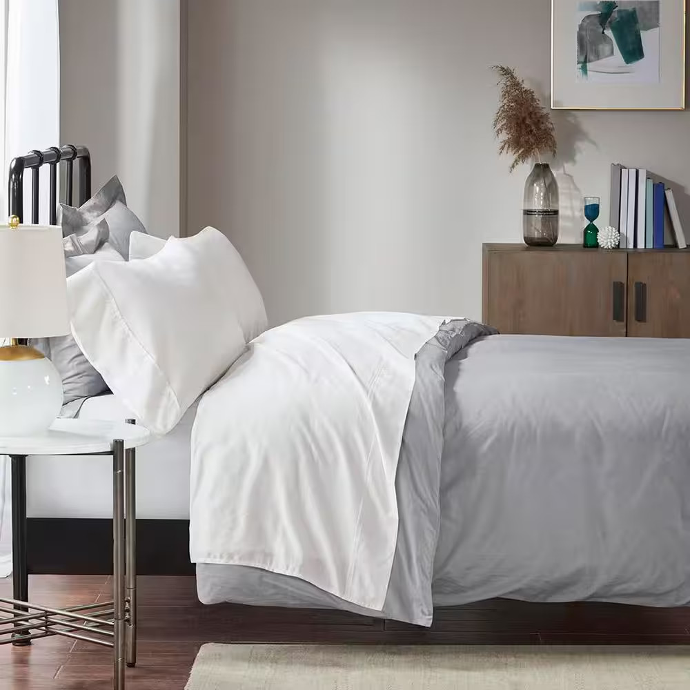 1500 Thread Count White Cotton Blend Standard Pillowcase (Set of 2)