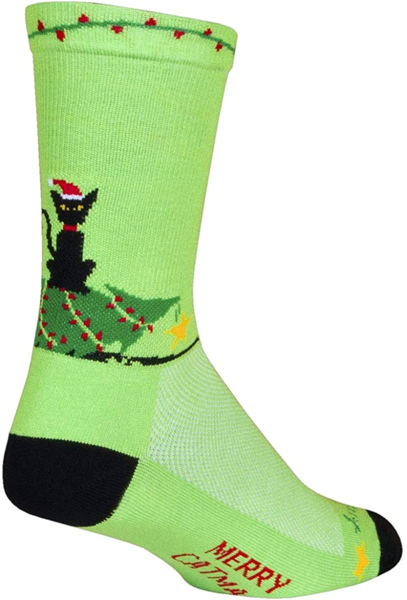 Socks - SockGuy - 6" Crew Limited Ed. Merry Cat Mas S/M Cycling/Running NEW