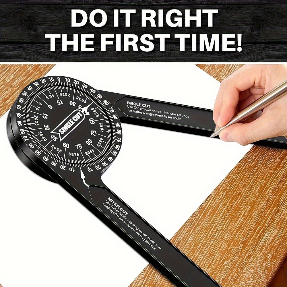 7" Aluminum Miter Saw Protractor, Rustproof Angle Finder Tool for Woodworking
