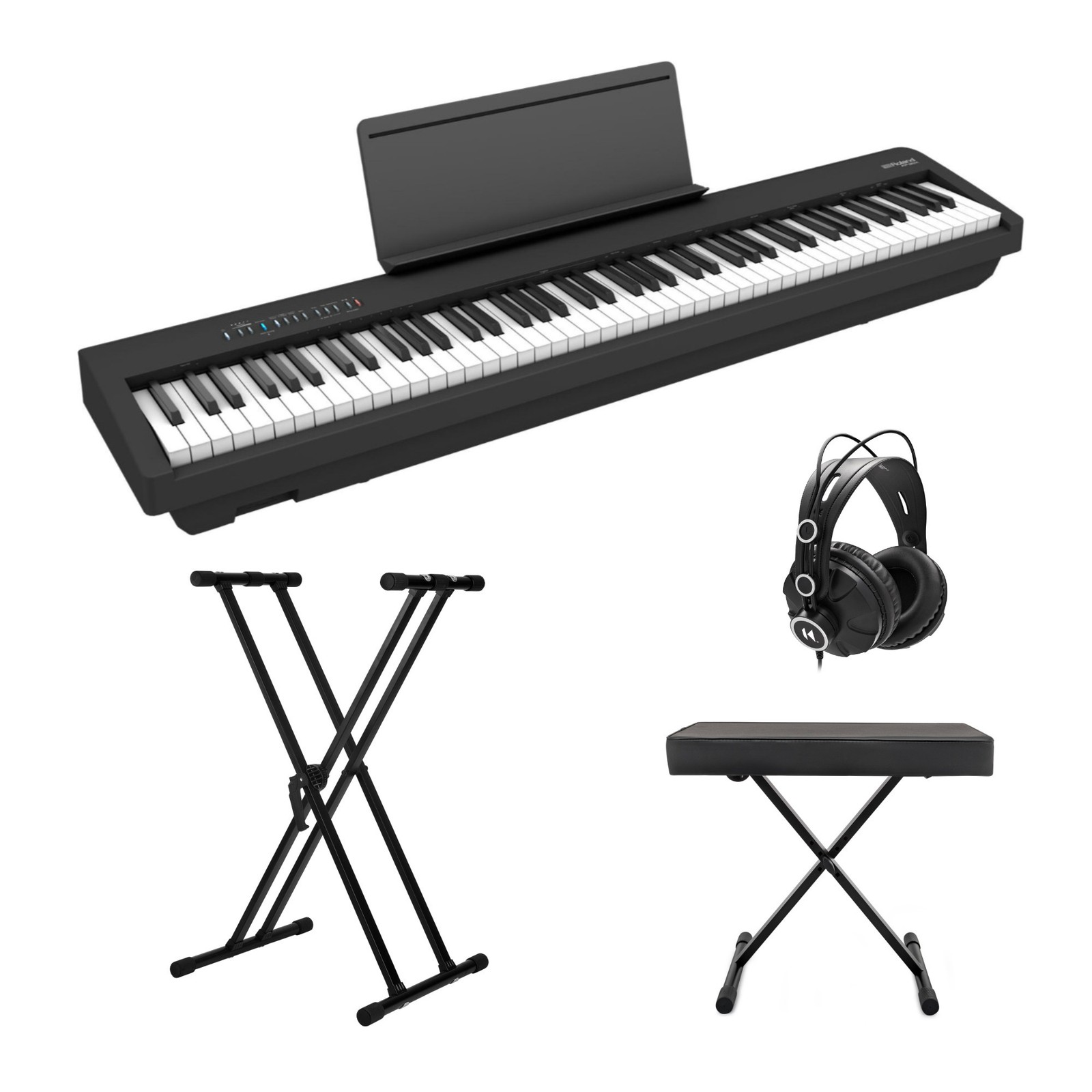 Roland FP 30X Compact Portable Digital Piano (Black) Bundle with Accessories