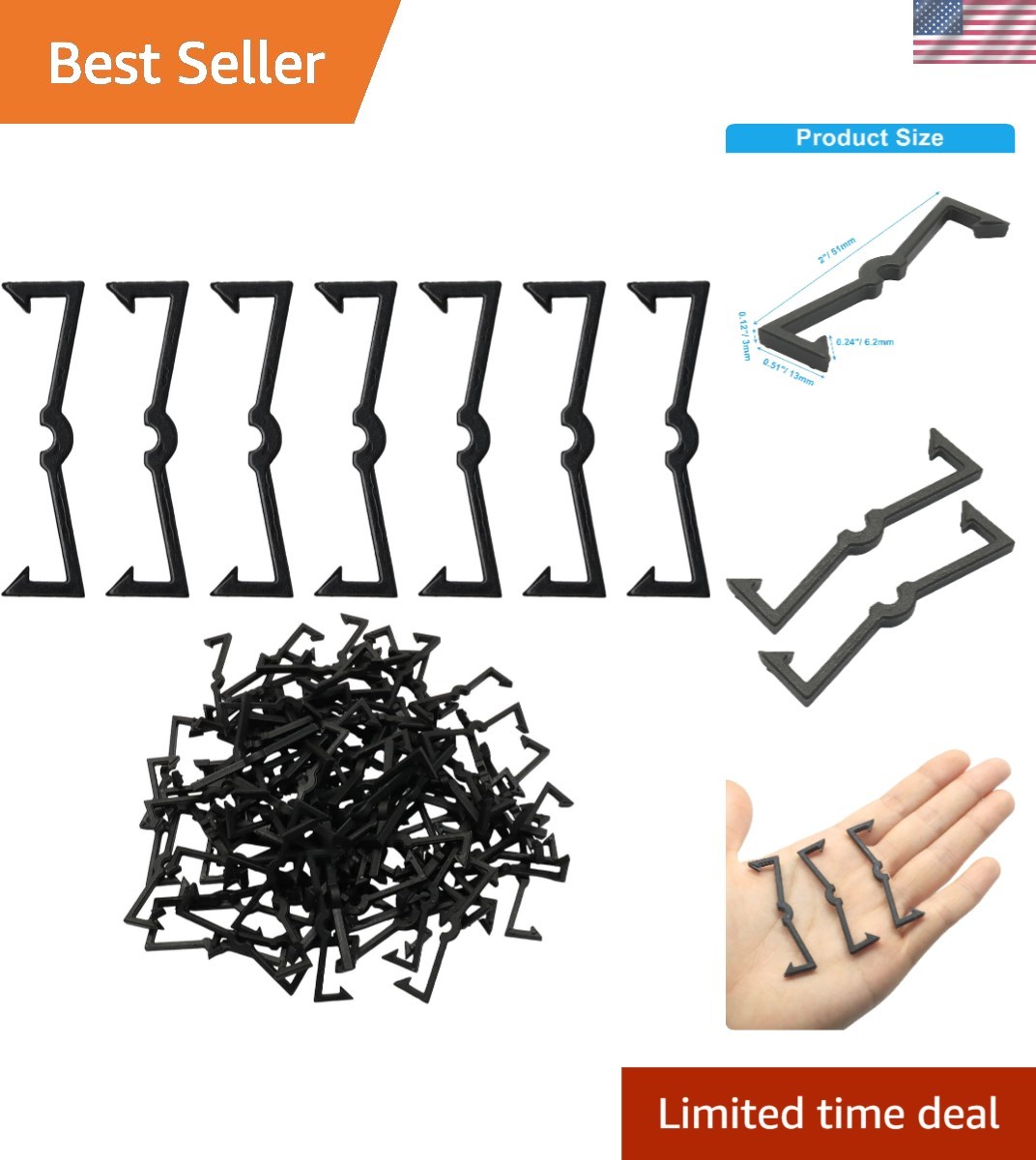 100Pcs Pegboard Clips Hook Locks Black Plastic Peg Locks Pegboard Hook Retainers