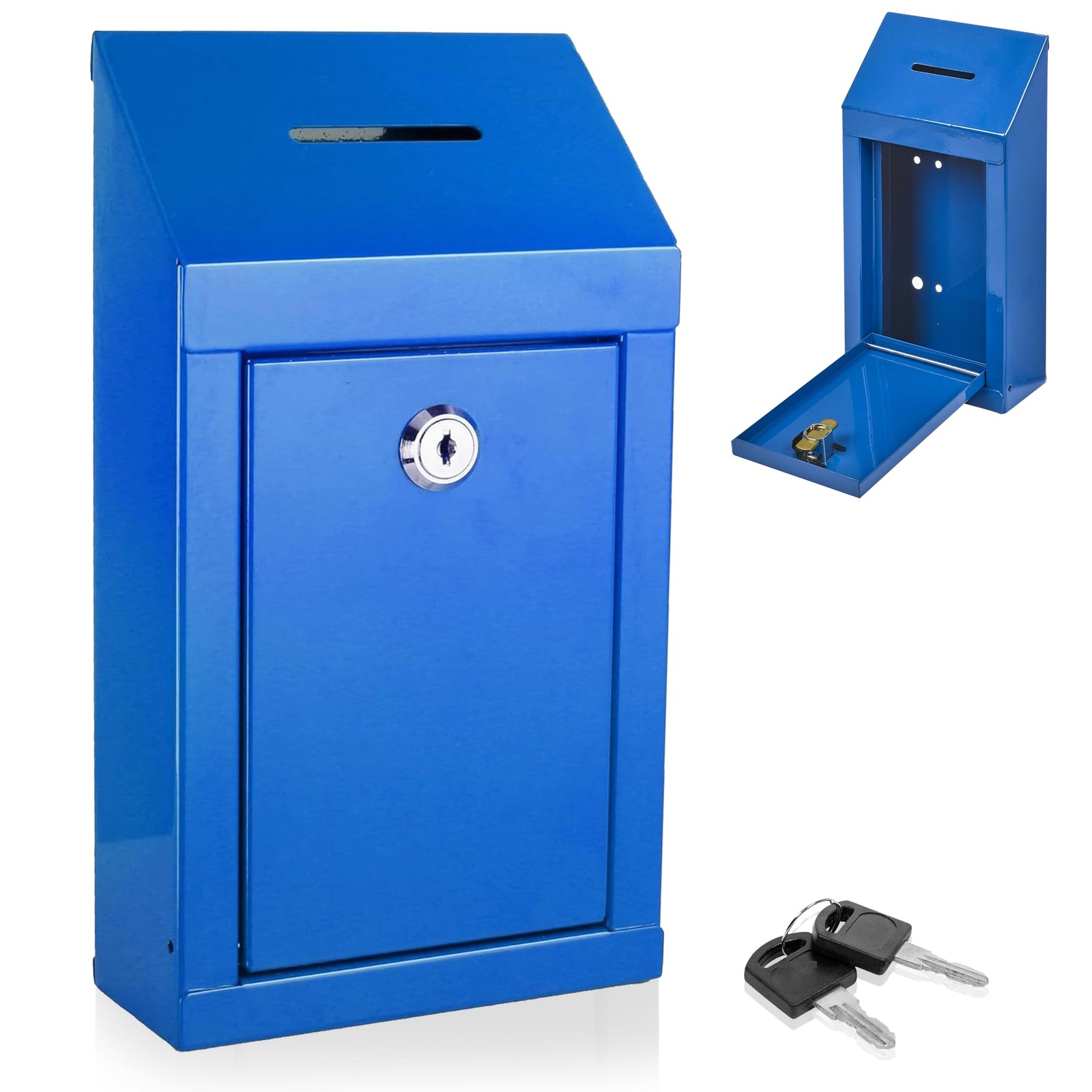 Metal Donation Box-Suggestion Box with Slot and lock-Cash Lock box for Money-...
