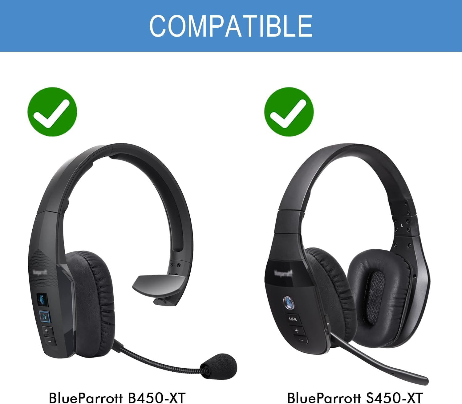 Replacement Ear Pads for Bluetooth Headset, Leather Cushions, Compatible with B4