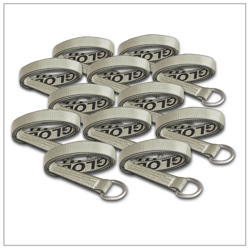 12 pack 2" x 12' FT Lasso Tie Down Strap for Cinch Wheel Axle D Ring Tire Tow
