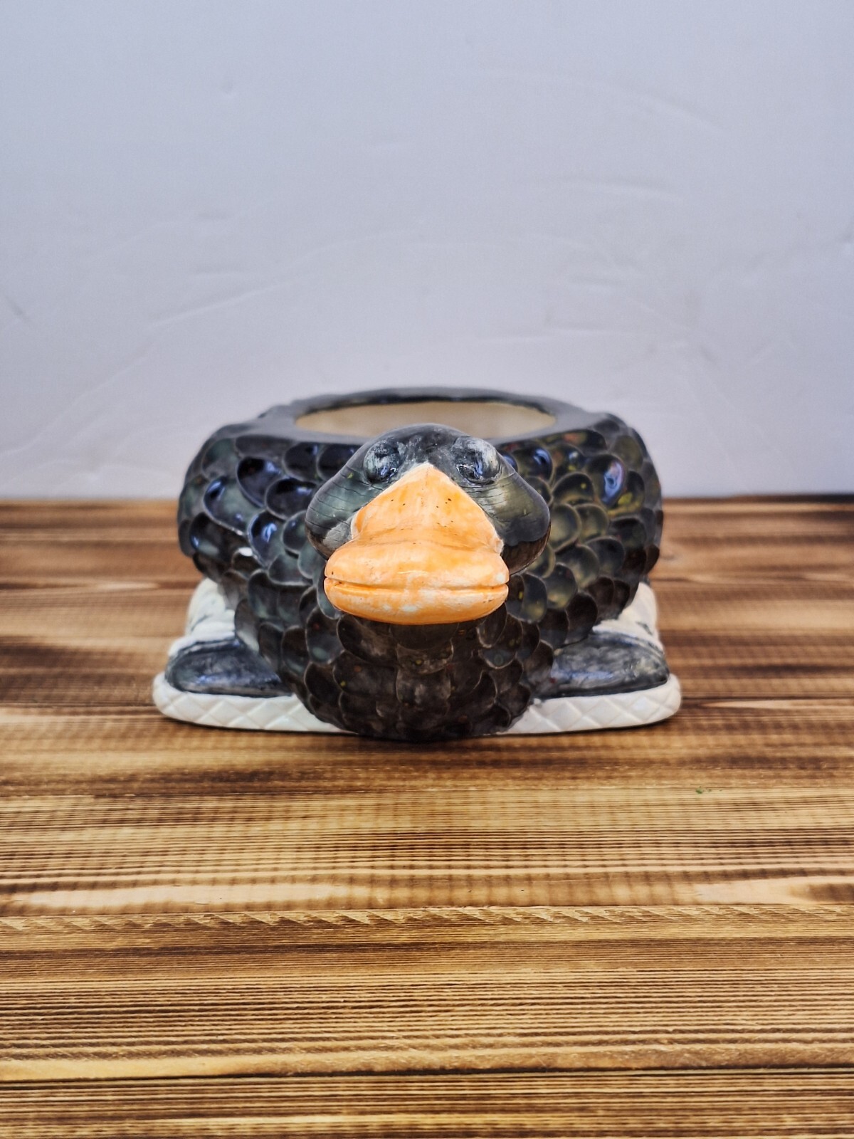 Kewl Kid Ceramic Duck Planter - Black With Sneackers.