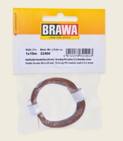 BRAWA 32404 Brown Extra Flexible Electrical Cable (10 Meters - 0.05mm2)