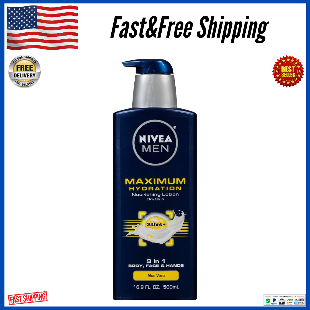 NIVEA Men Maximum Hydration 3-in-1 Nourishing Lotion Body Face Hands 16.9Oz New,