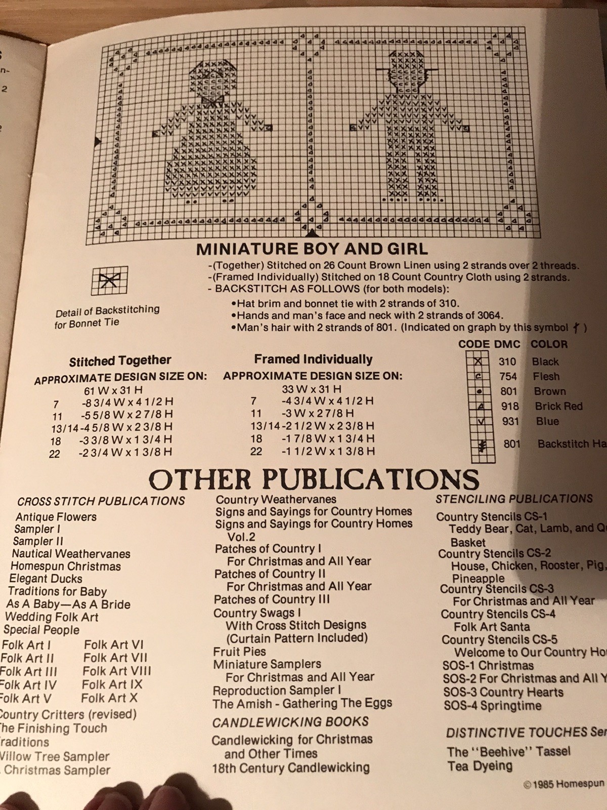 HOMESPUN ELEGANCE THE AMISH COUNTED CROSS STITCH PATTERN LEAFLET 1985