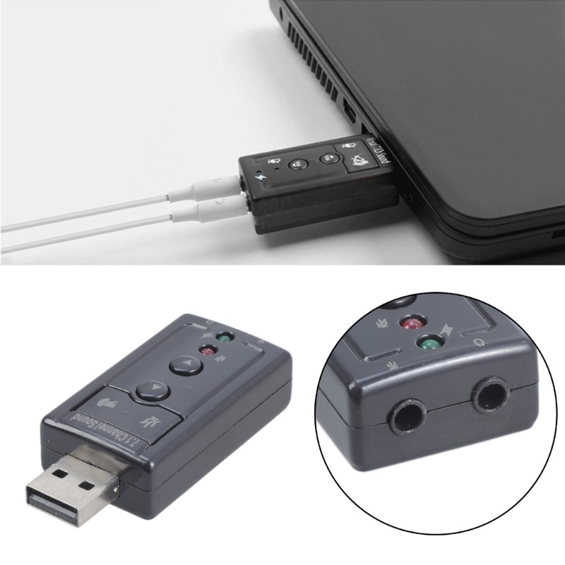 External Sound Card USB 2 Virtual 7.1 Surround Sound Adapter for Windows