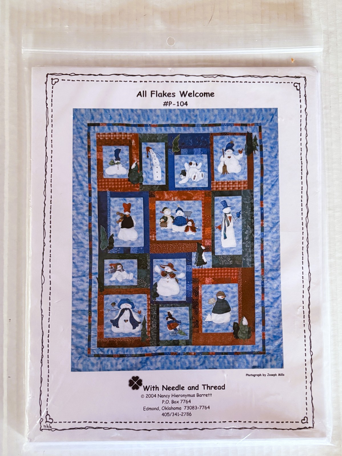 All Flakes Welcome P-104 With Needle & Thread Lap Quilt Pattern/Template NIP