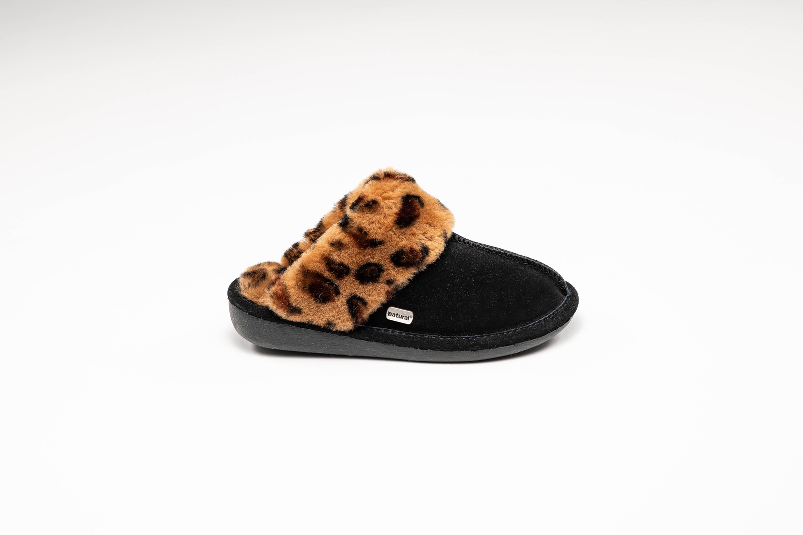Natural Suede Women Slippers | Leopard/black |7