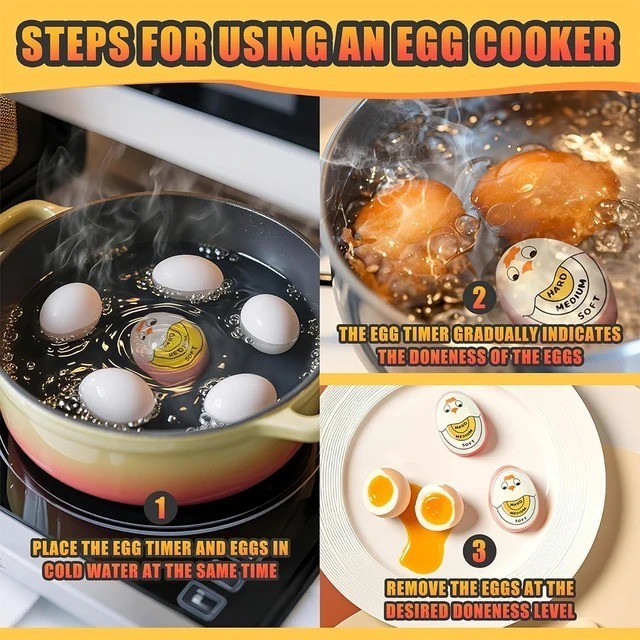 Color Changing Egg Timer Reusable Soft Medium Hard Boiled Egg Cooking Timer