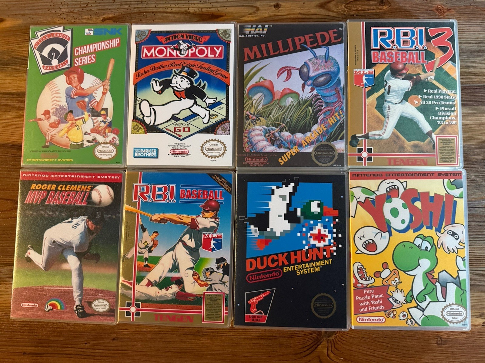 8 Lot NES Custom Game Cases Baseball Yoshi Millipede Duckhunt Monopoly
