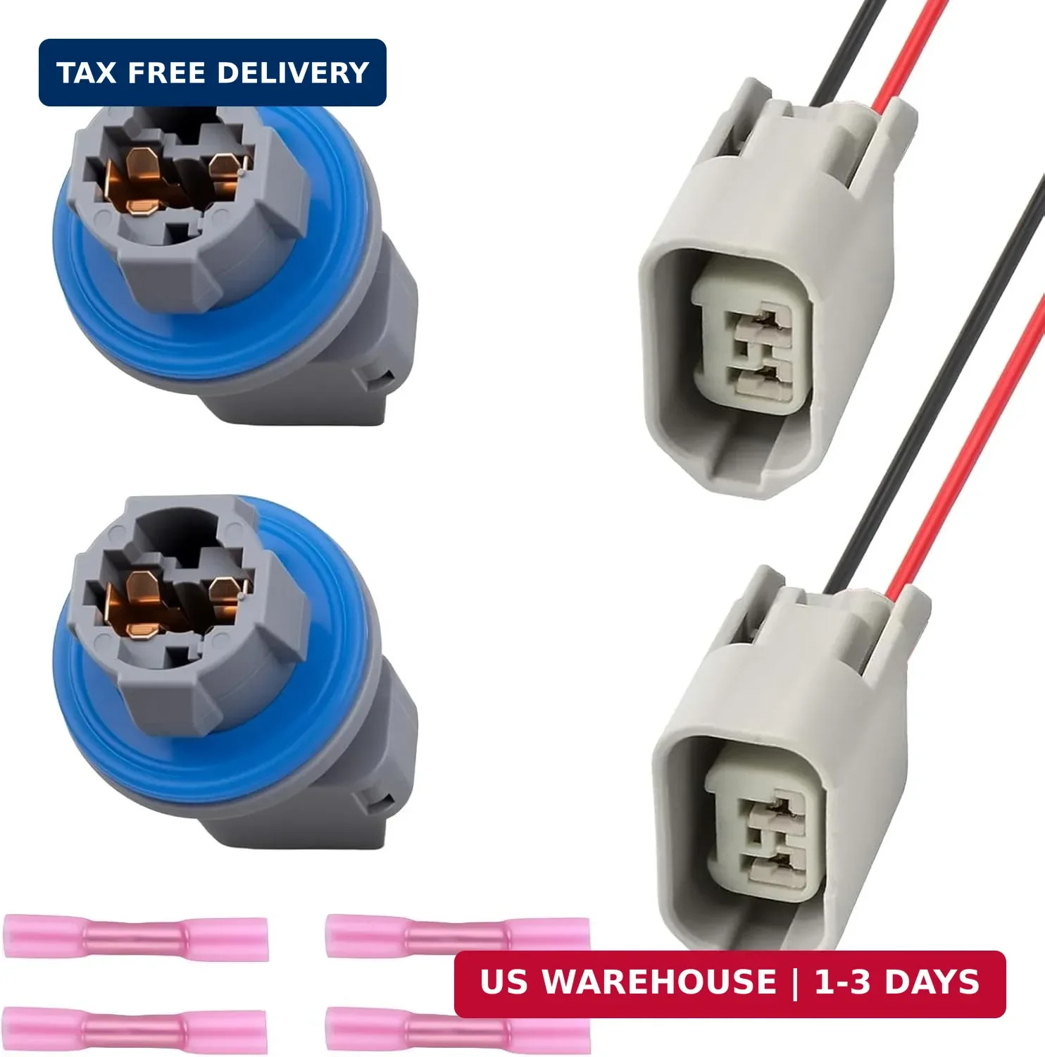 2 Set Rear License Plate Light Bulb Socket Wiring Harness Kit for Ford F-150