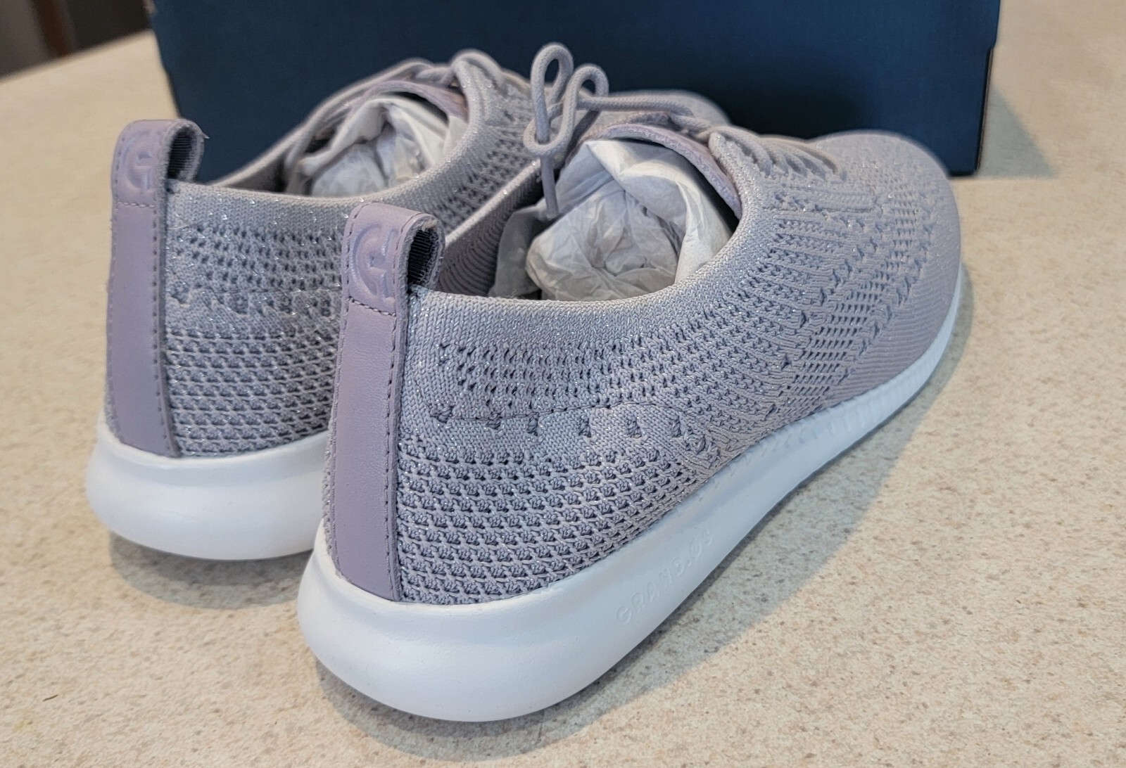 Cole Haan Women's 2 Zerogrand StitchLite Knit Grey Wingtip Shoes, W28586 Sz 10B