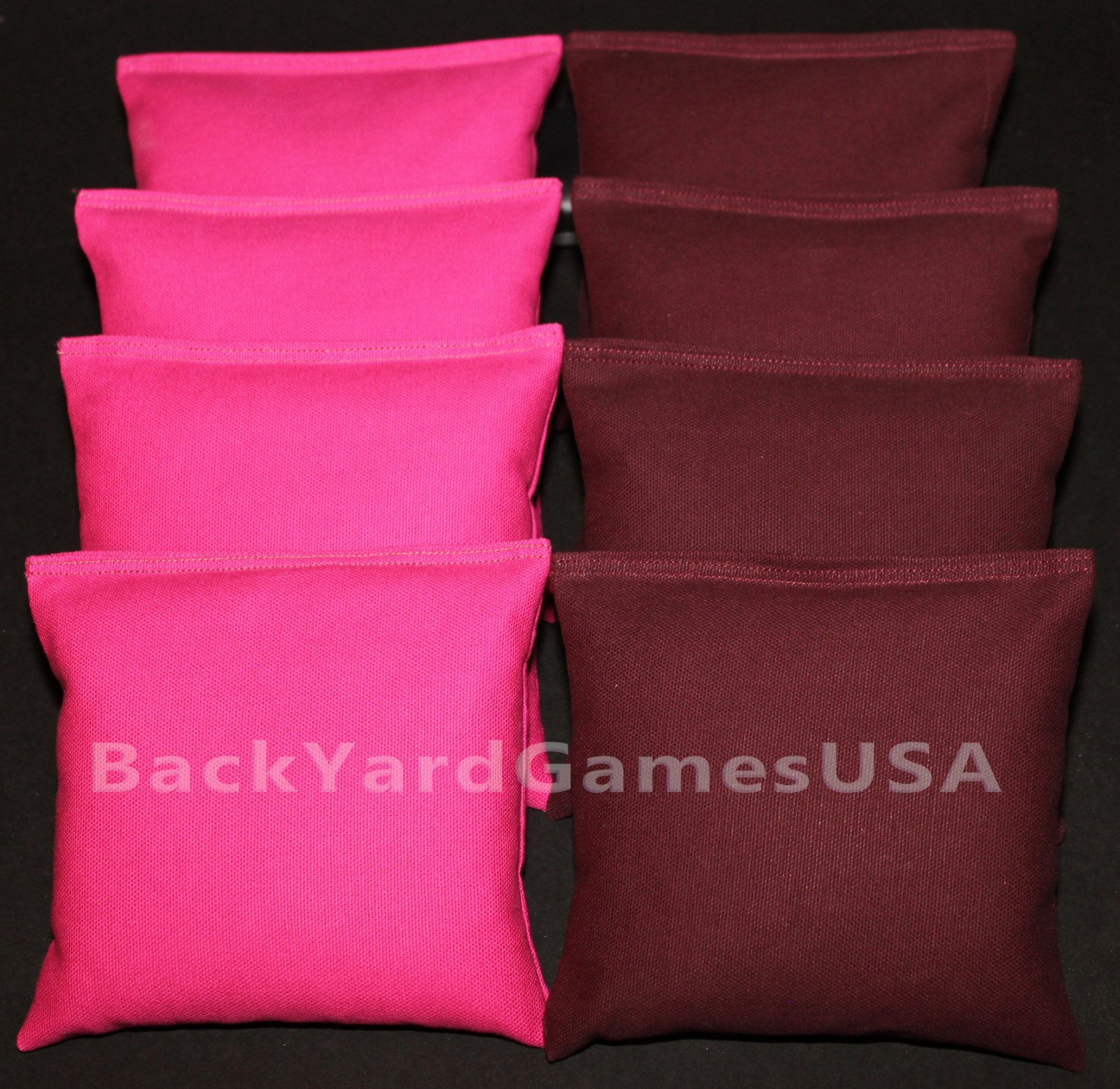 ALL WEATHER CORNHOLE BEAN BAGS Fuschia & Maroon  Resin Filled WATERPROOF