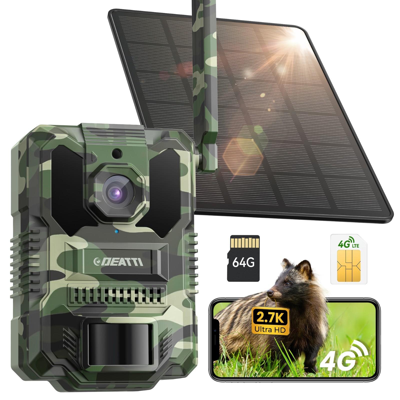 Solar 4G Wildlife Hunting Trail Camera Full HD Night Vision Motion Waterproof