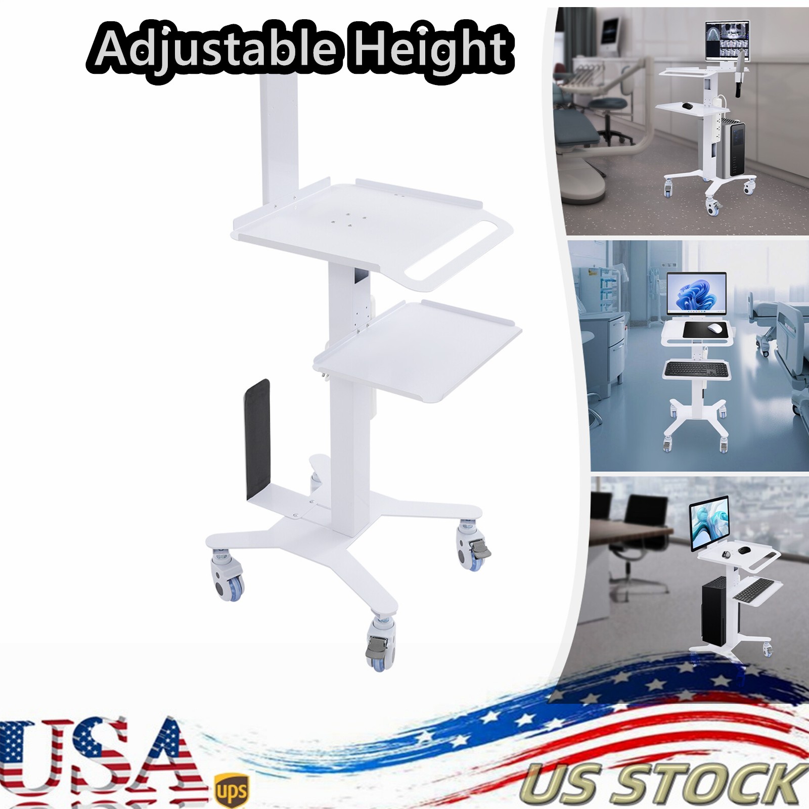 Mobile Desktop PC Cart Computer Monitor Stand Workstation Home Office