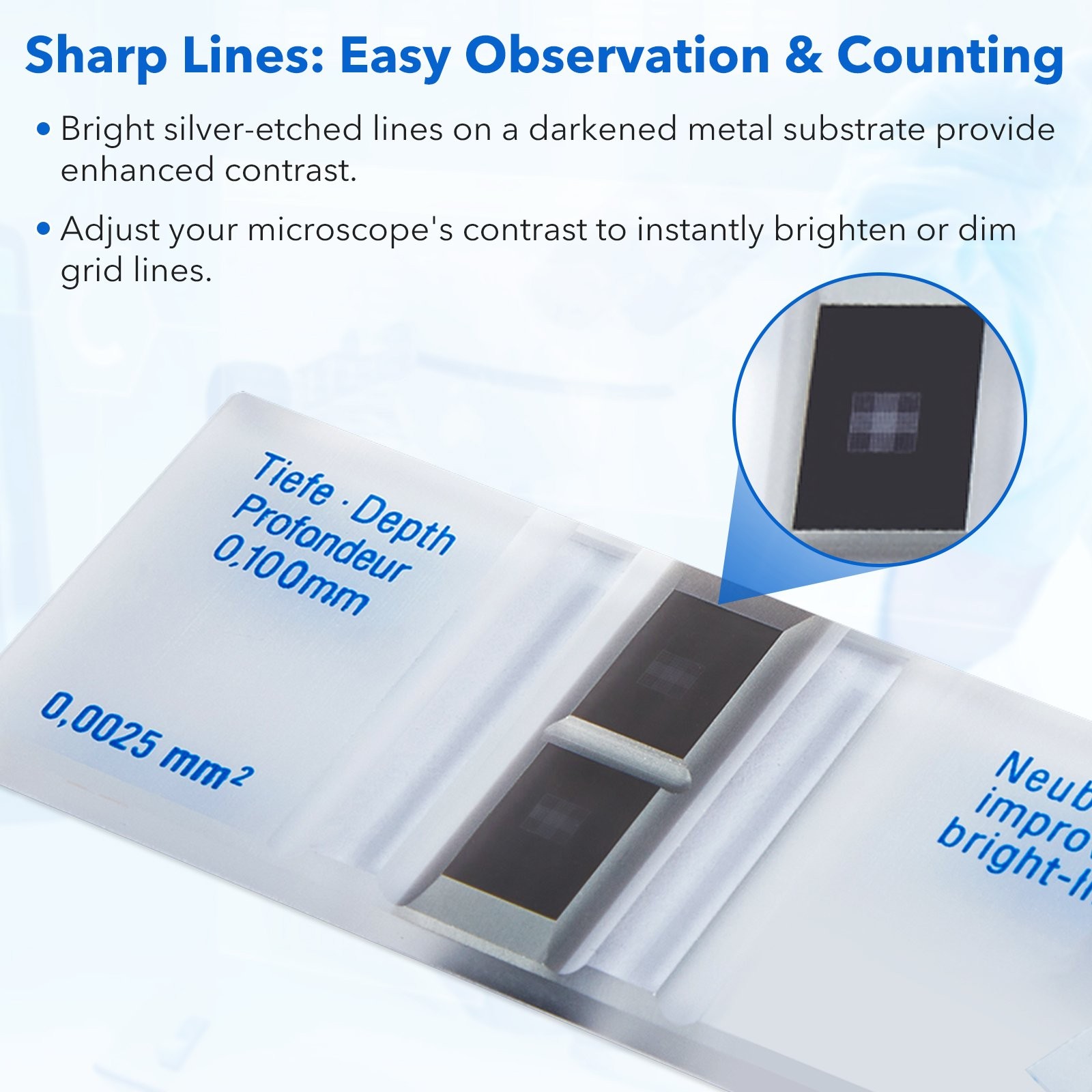 Cell Counting Chamber Hemocytometer Neubauer Improved Blood Counting Chamber
