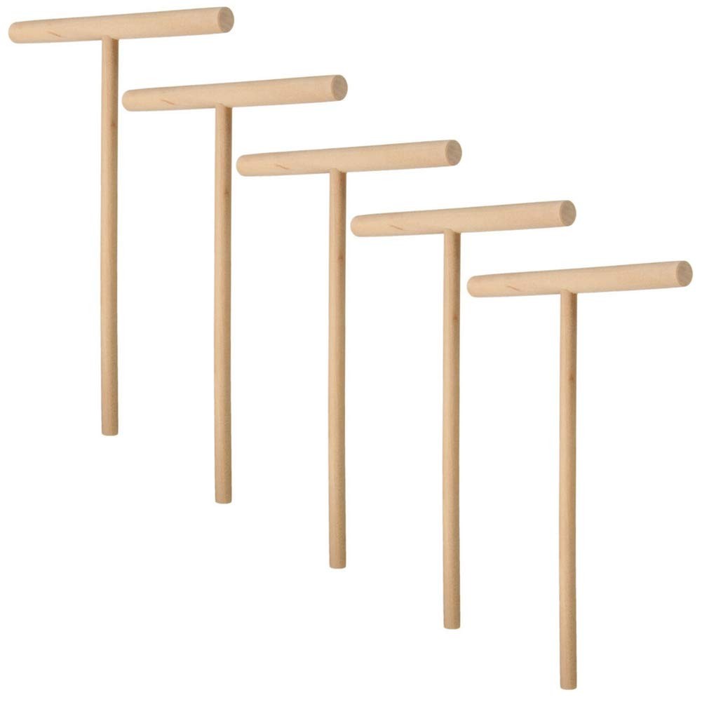 5 PCS Wooden T-Shape Crepe Spreader, Pancake Batter, Griddle, Kitchen Tool