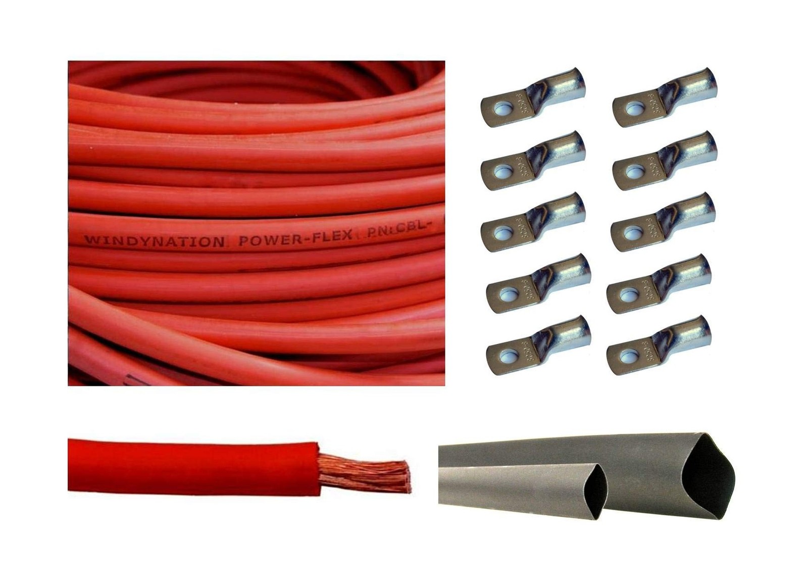 WNI 2/0 AWG 2/0 Gauge 40 Feet Red Battery Welding Pure Copper Ultra Flexible ...