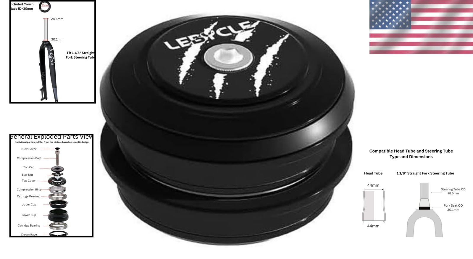44mm ZS44 Zero Stack Bike Headset with Sealed Bearings - Durable & Lightweight