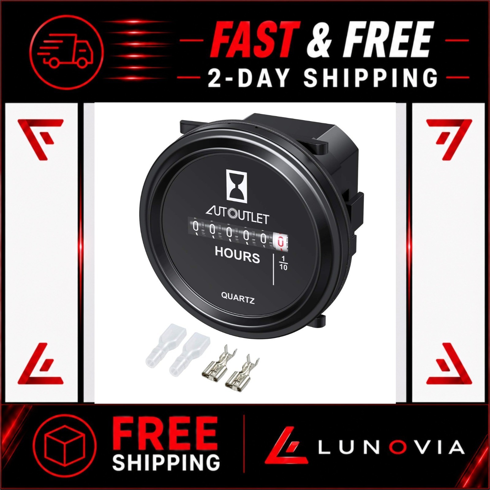 AUTOUTLET Quartz Hour Meter 2" Waterproof Industrial Timer 12V-72V