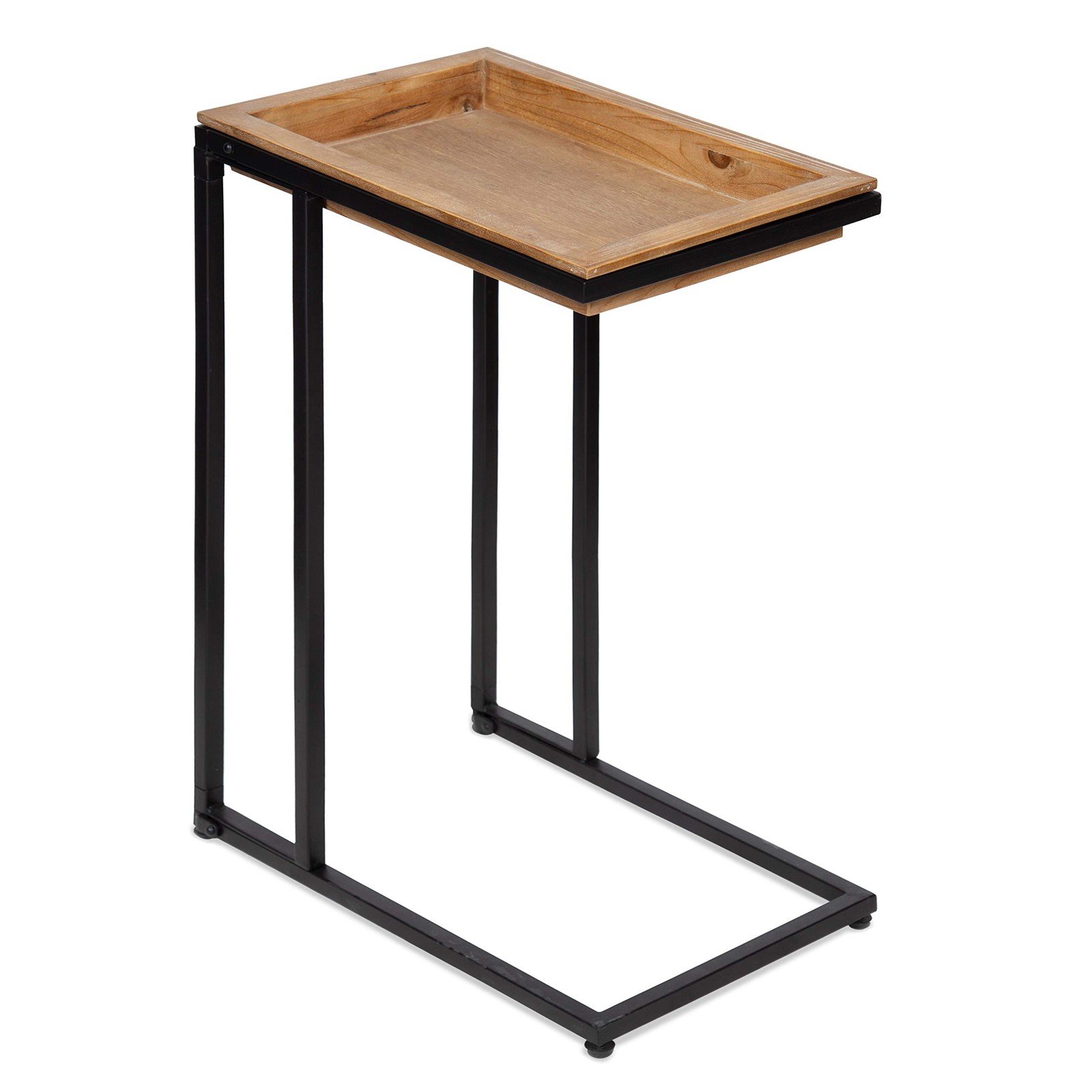 Lockridge Industrial Modern Farmhouse Wood and Metal Sofa Foldable Side C-Tab...