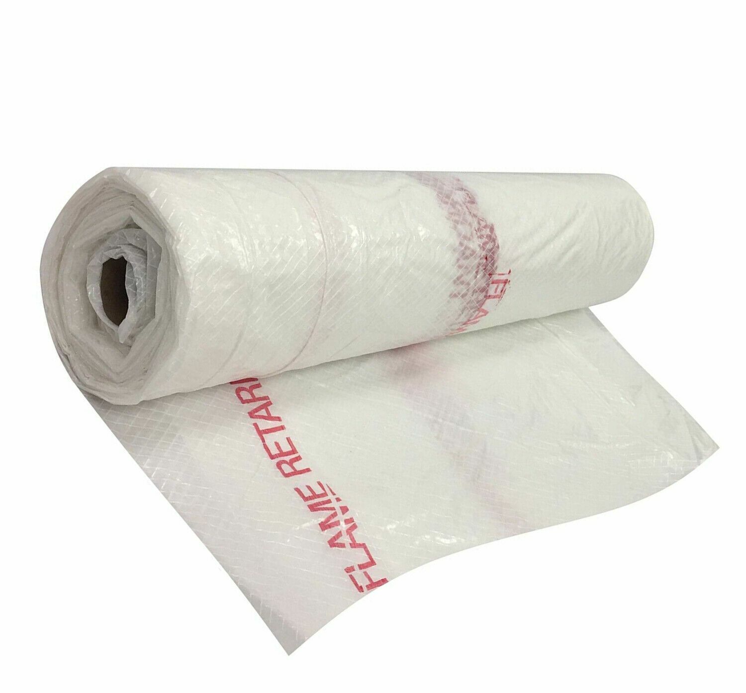 SQUARE-PATTERN STRING REINFORCED POLY 20'x100' FLAME RESISTANT 6 MILS CLEAR