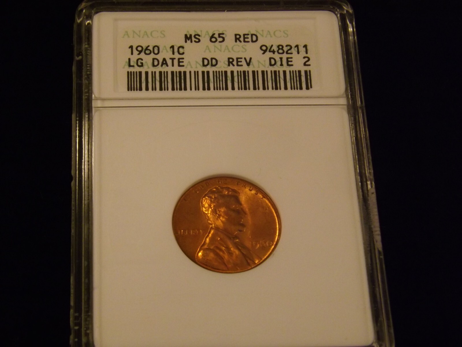 1960      Lincoln Cent       DDR                    ANACS   MS  65 Red