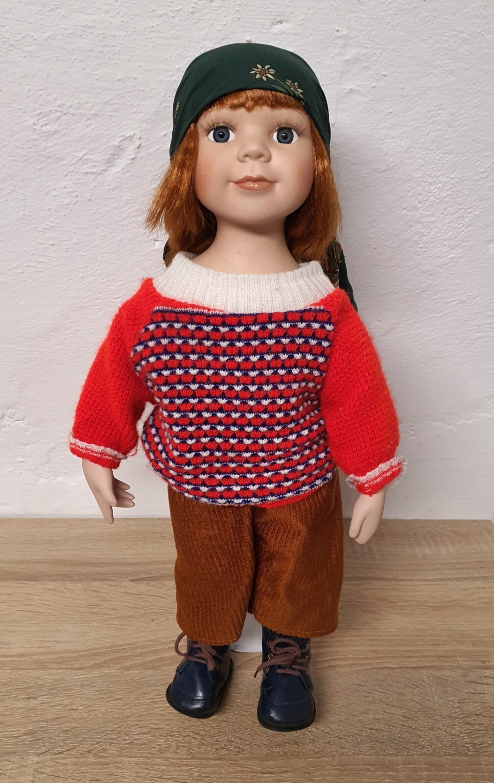Porcelain doll 46 cm NJSF Red Hair Character Face Traditional Costume Outfit