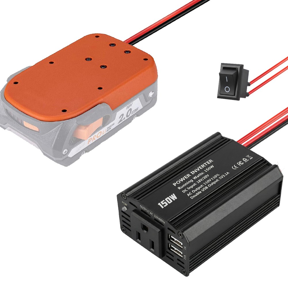 150W Power Inverter for Ridgid DC 18V to AC 110V 120V Portable Power Station