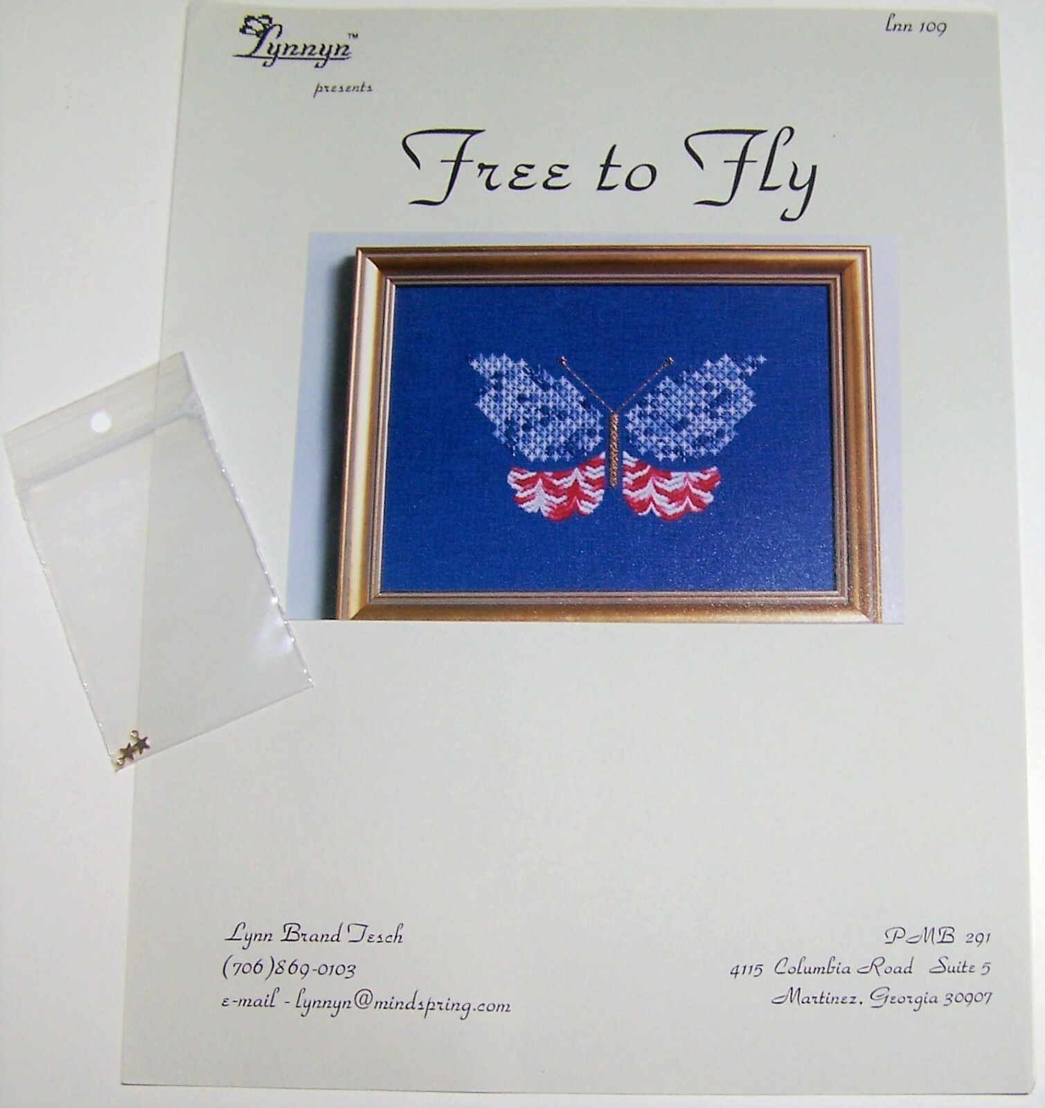 USA Butterfly FREE TO FLY Needlework Stitchery Pattern by Lynn Brand Tesch