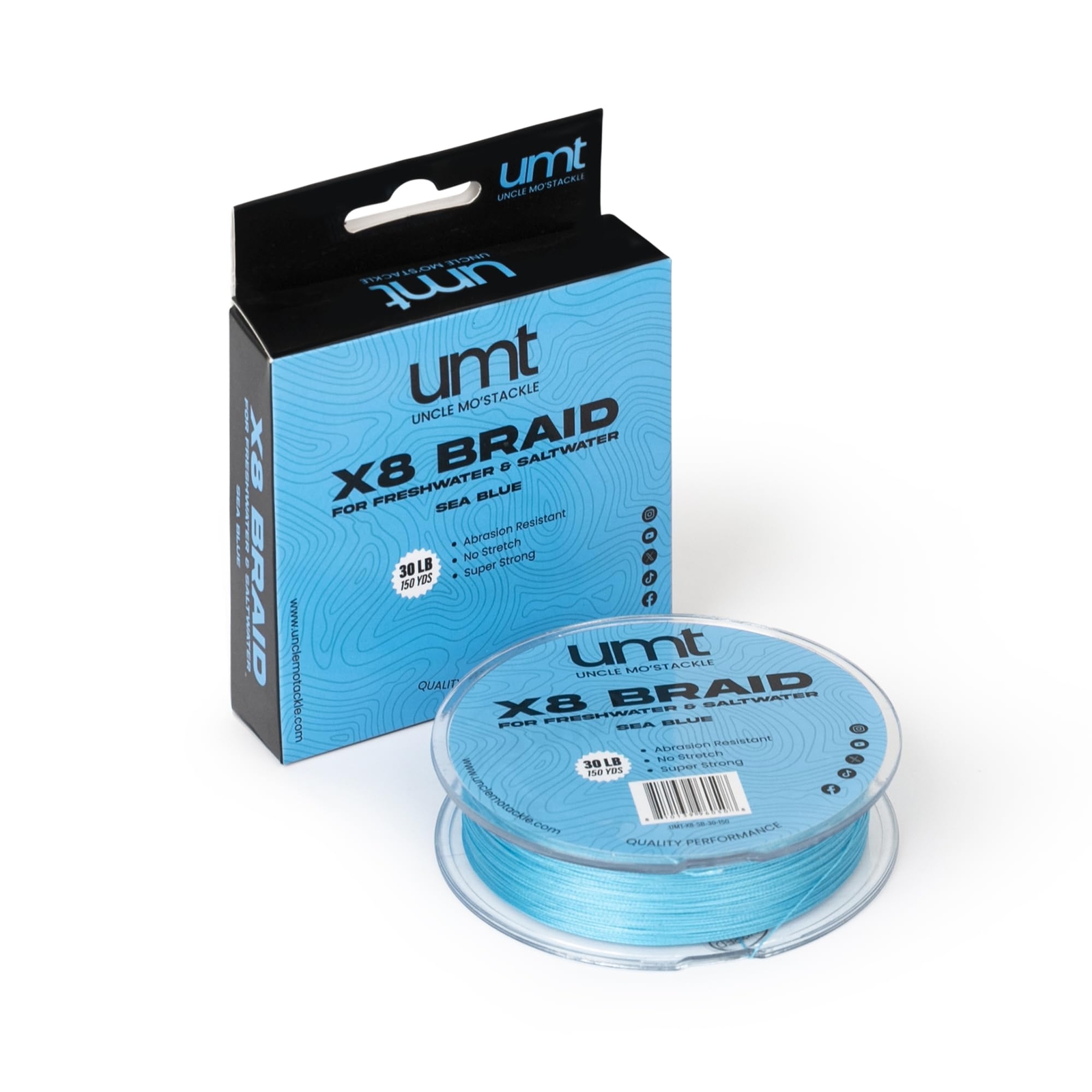 10ib Sea Blue PE 8 Strand Fishing Braid Line - High Strength, 150 Yards