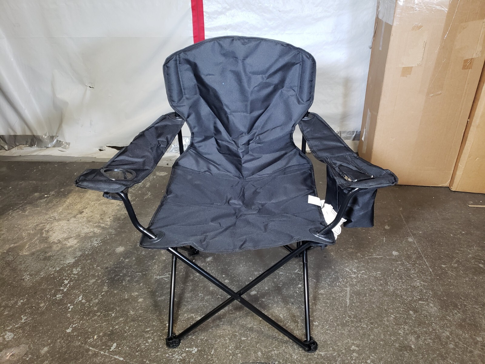 Amazon Basics Black Padded Folding Outdoor Camping Chair With Cooler XL