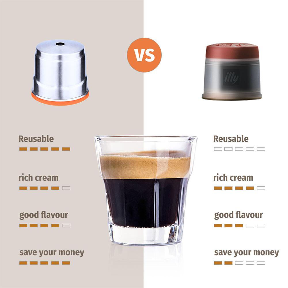 Stainless Steel Reusable Capsule Shell Coffee Pods Kit For Illy Coffee Machine