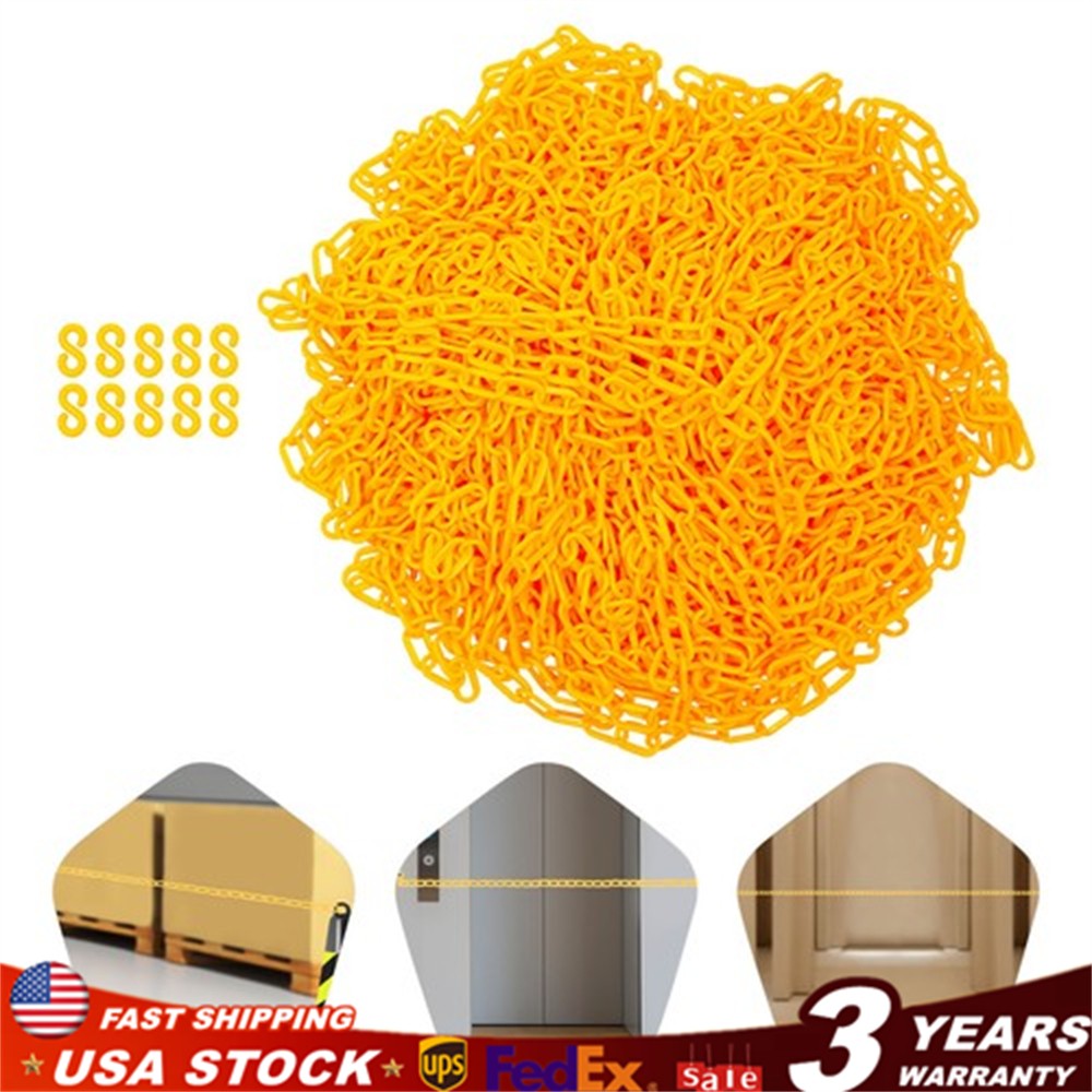 200ft Plastic Barrier Chain Yellow Chain Safety Chain Barrier Fits Crowd Control