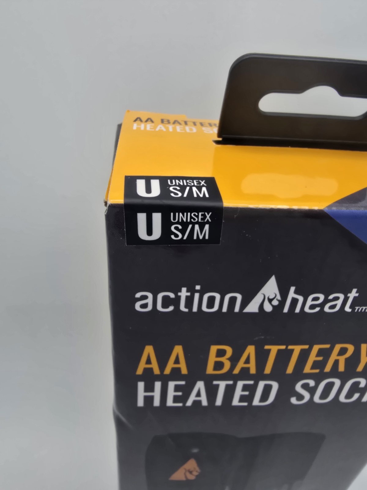 NIB ActionHeat AA Battery Heated Wool Socks black/orange unisex S/M