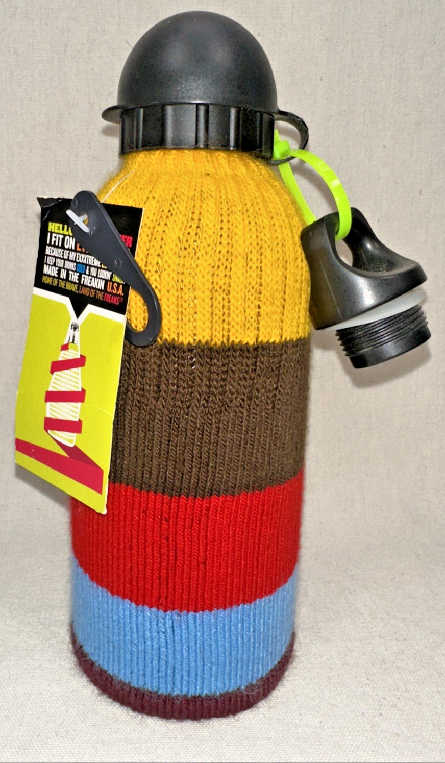 SWAG PMCI Stainless Steel Water Bottle 20oz 600ml w Knit Freaker Sleeve NWT
