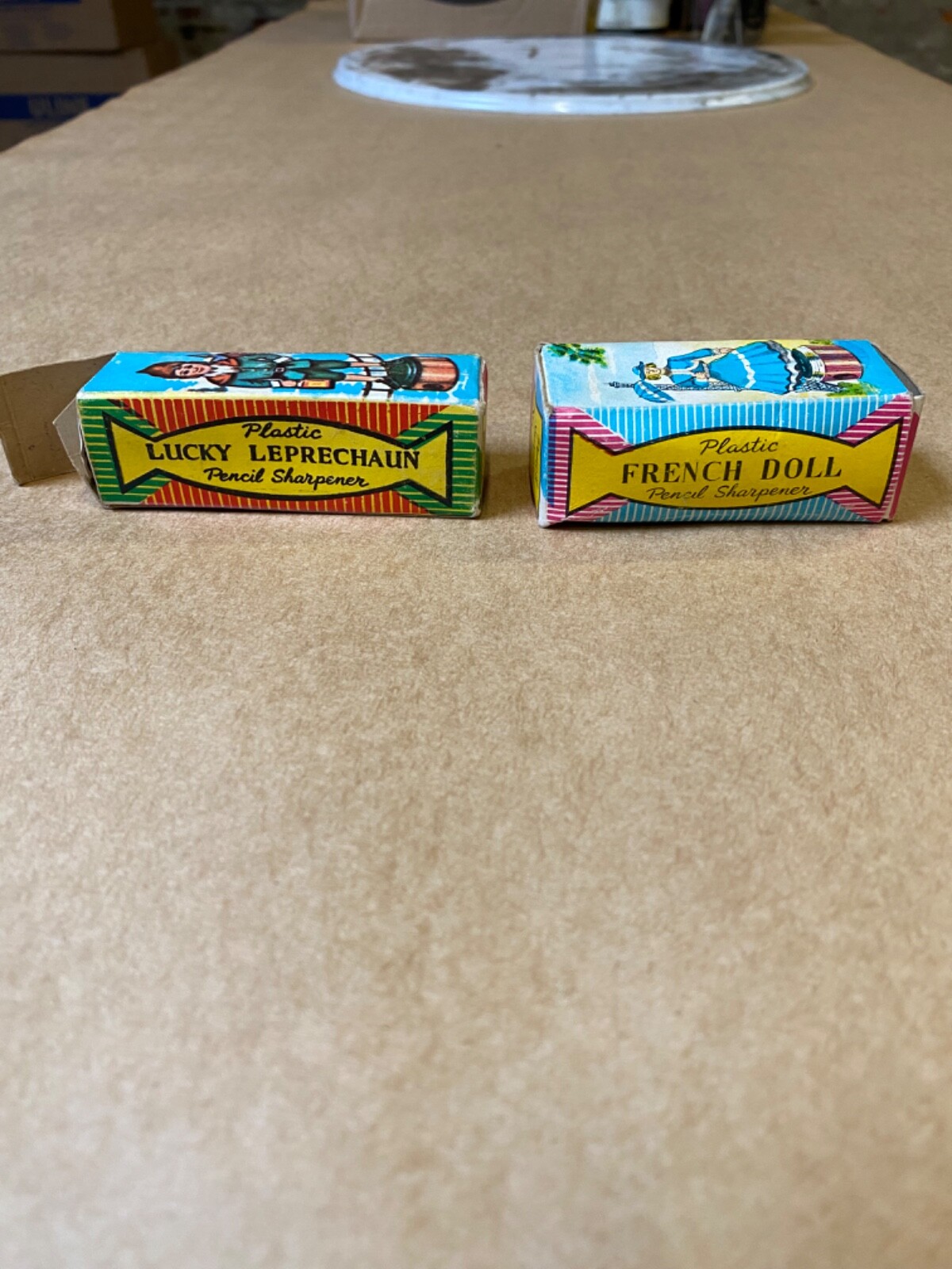 Vintage Plastic French Doll and Lucky Leprichaun Pencil Sharpeners
