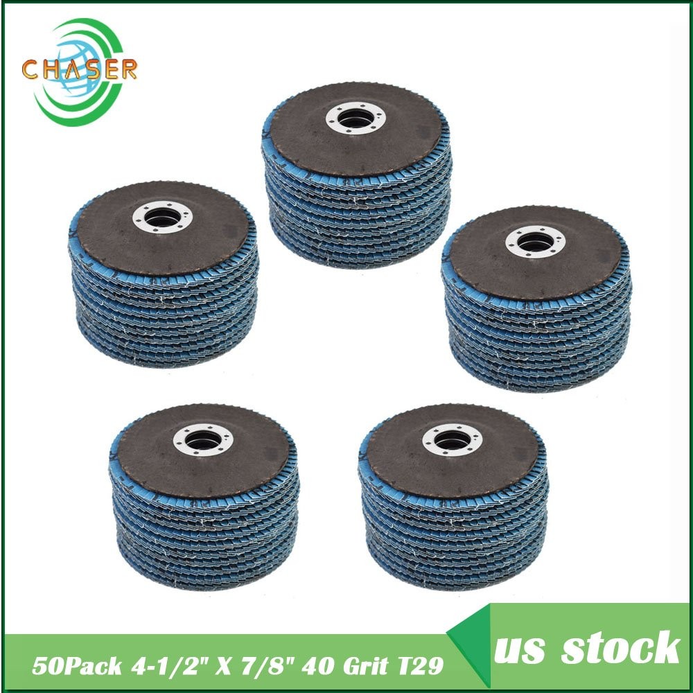 50PCS PREMIUM ZIRCONIA FLAP DISCS 4.5" X 7/8" SANDING GRINDING WHEELS 40 GRIT