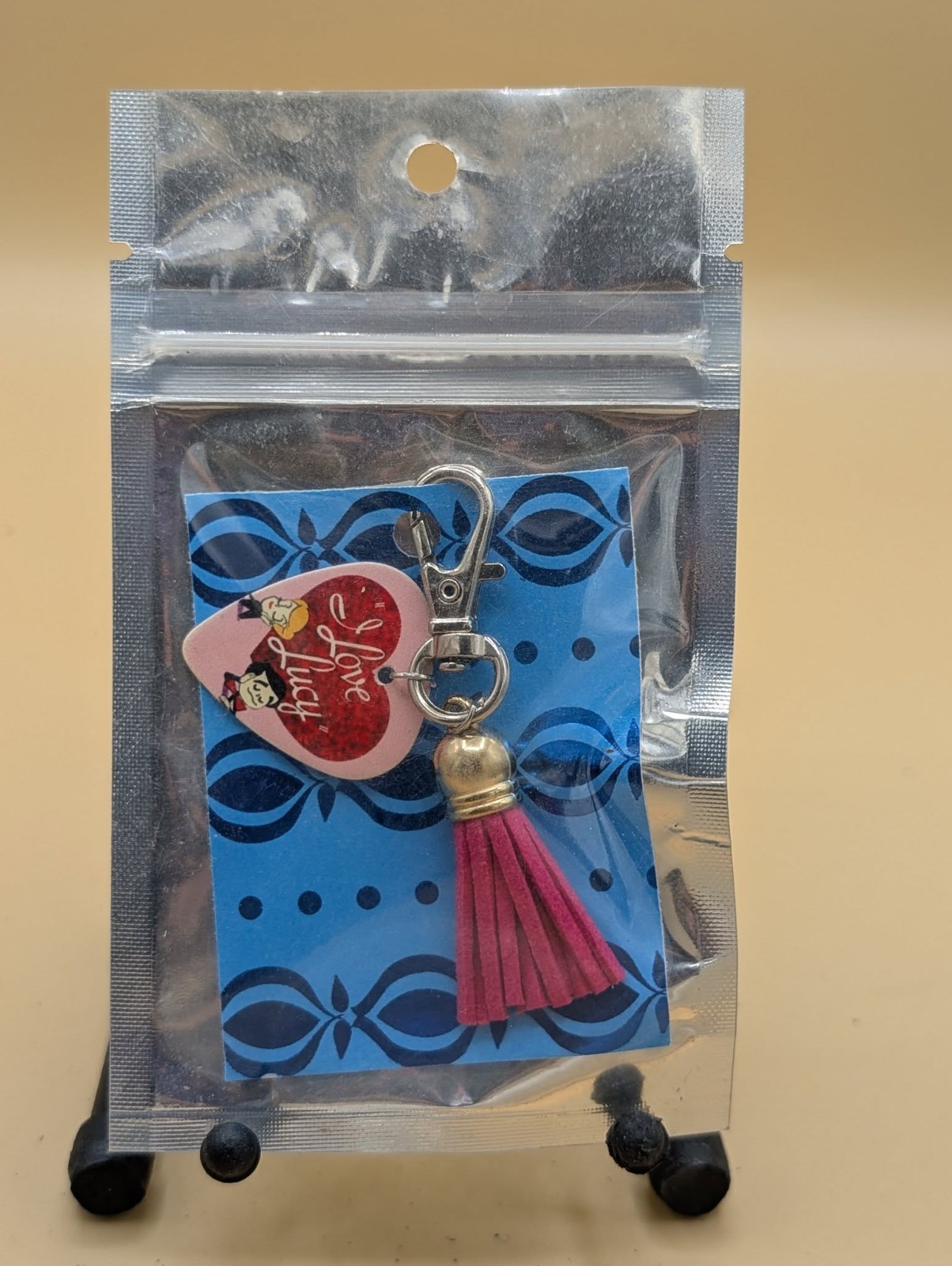 Handmade I love lucy Guitar Pick Keychain