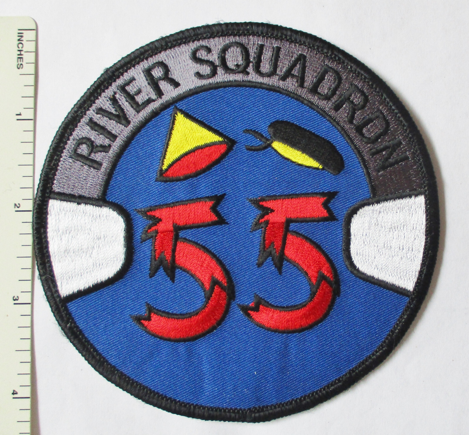 US NAVY RIVER SQUADRON 55 PATCH (Black Edge) Made for Vietnam War Veterans