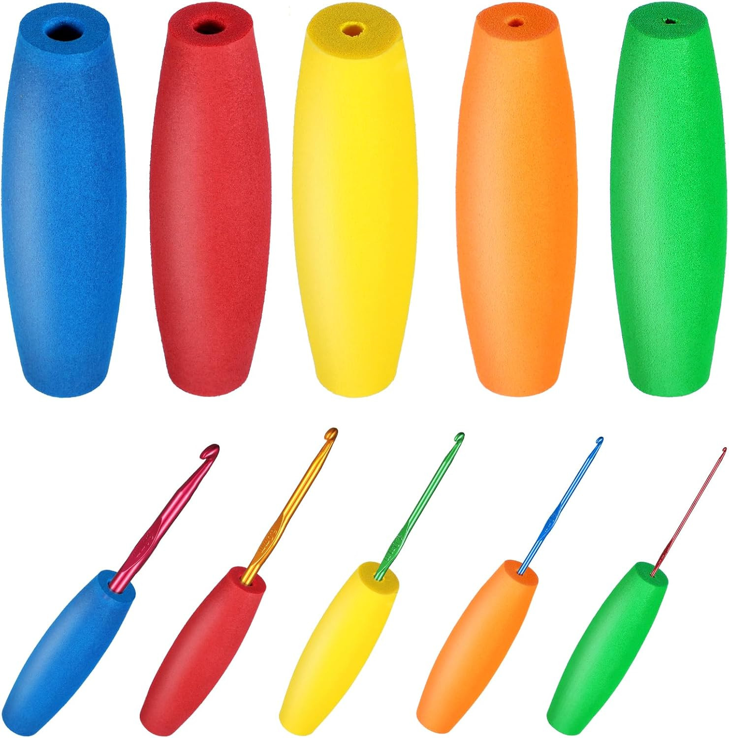 cobee 5 Pcs Crochet Hook Grips, Ergonomic Crochet Hook Grip, Soft EVA Crochet Ho