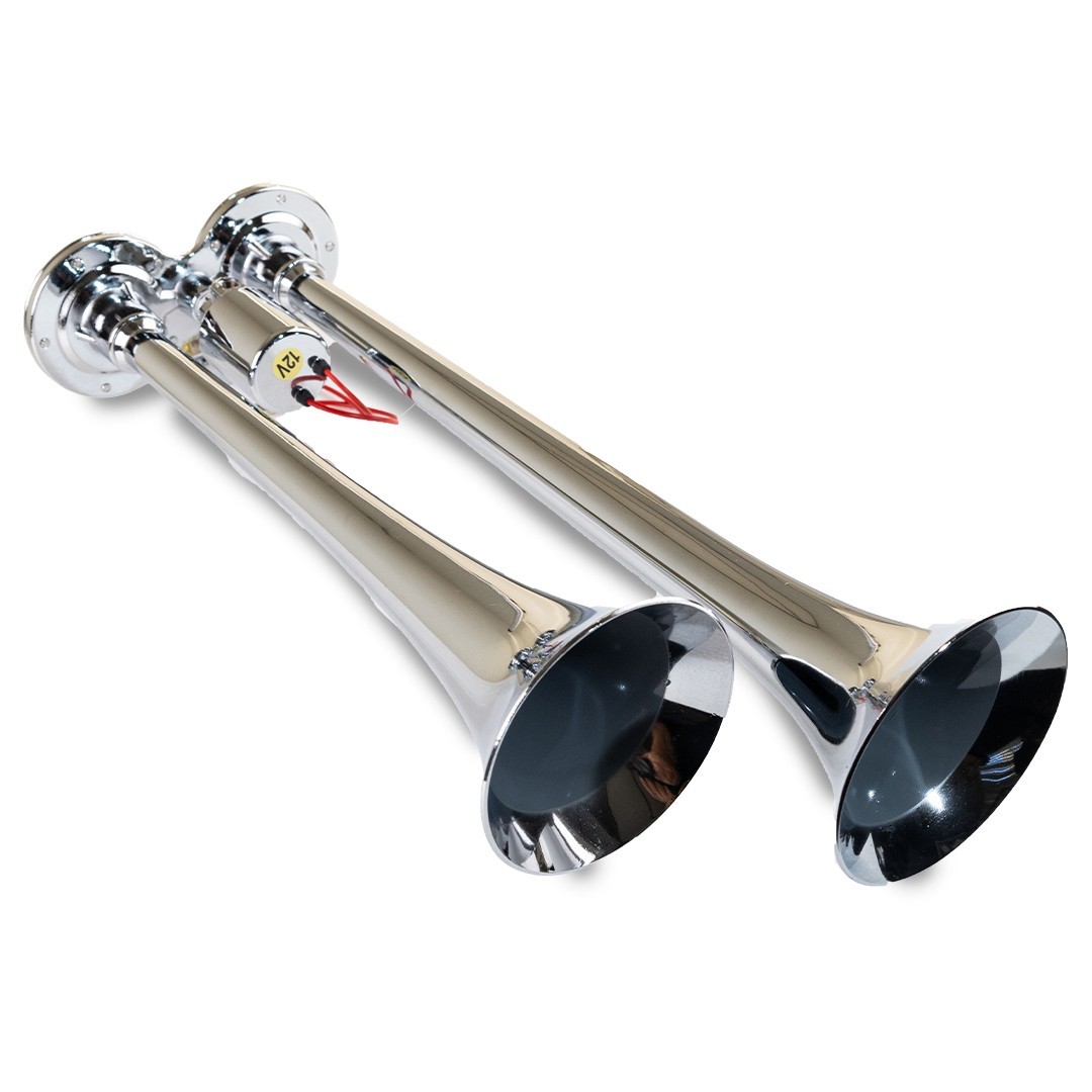 Kleinn 102 Chrome Dual Horn, 15"/12.25" - Chrome-Plated Zinc Alloy