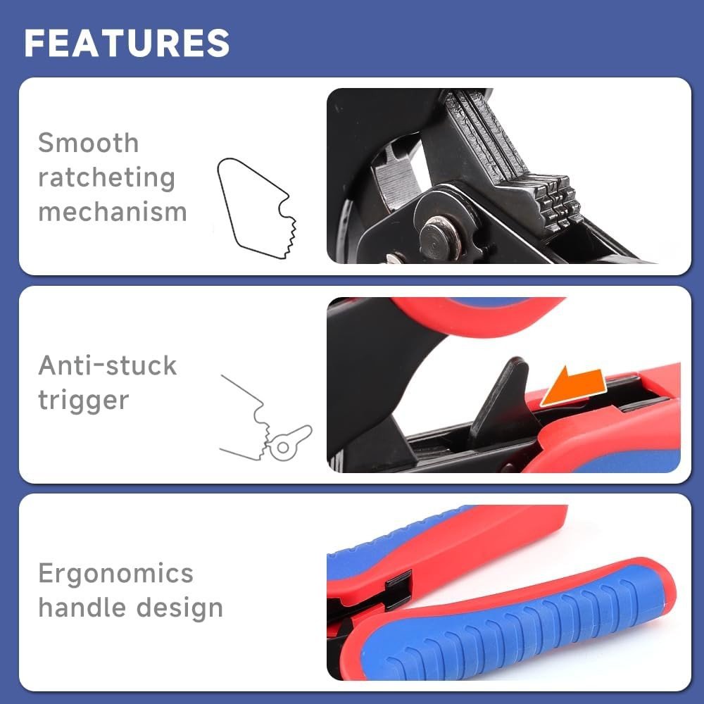Self-Adjusting Hexagonal Ratchet Crimper for Ferrules AWG 30-5, End-Sleeve Tool