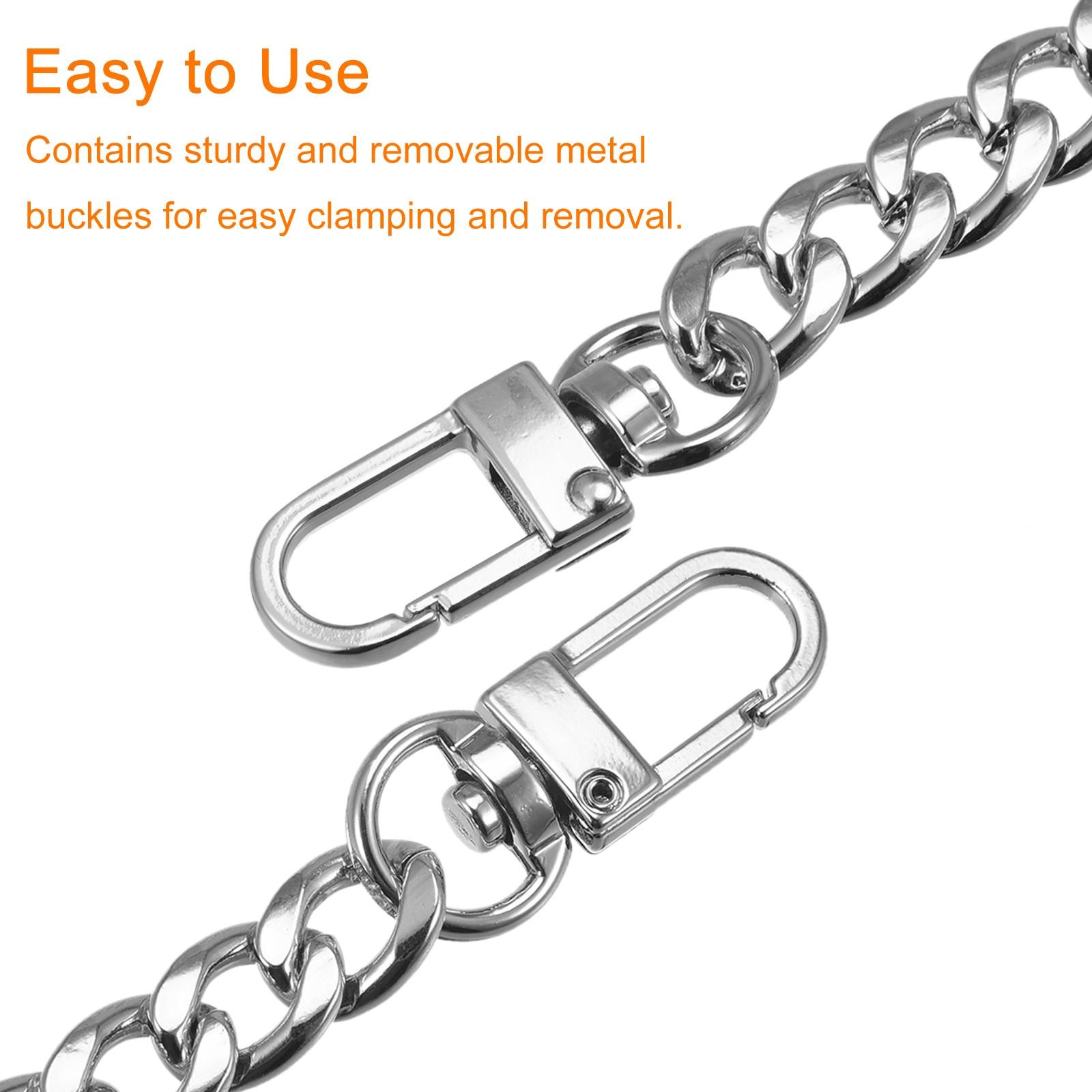 Iron Flat Chain Strap 24" Handbag Chains Purse Straps DIY Replacement Silver